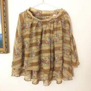 Y2K Cottagecore Coffee Color Floral Skirt